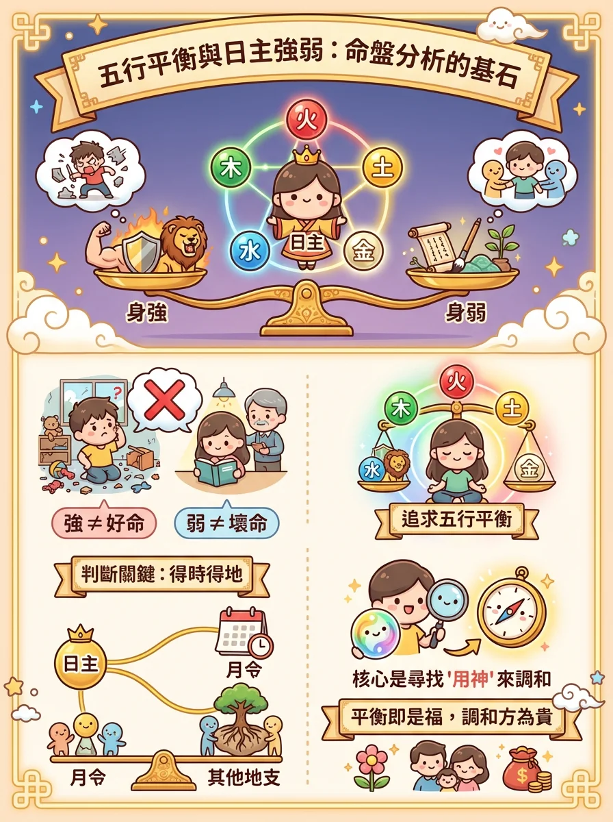 五行平衡與日主強弱：命盤分析的基石