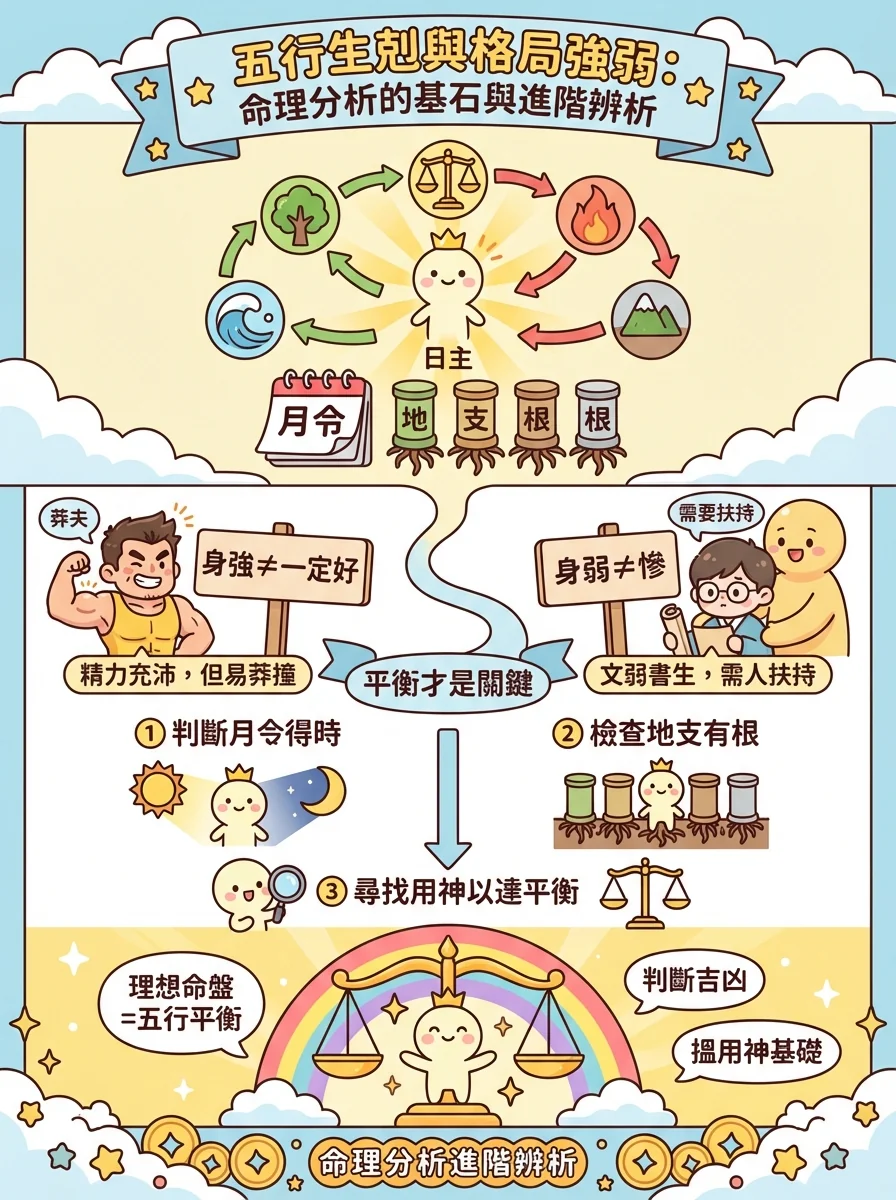 五行生剋與格局強弱：命理分析的基石與進階辨析
