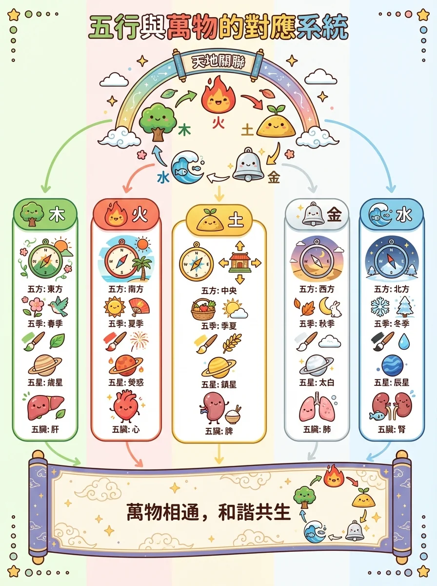 五行與萬物的對應系統