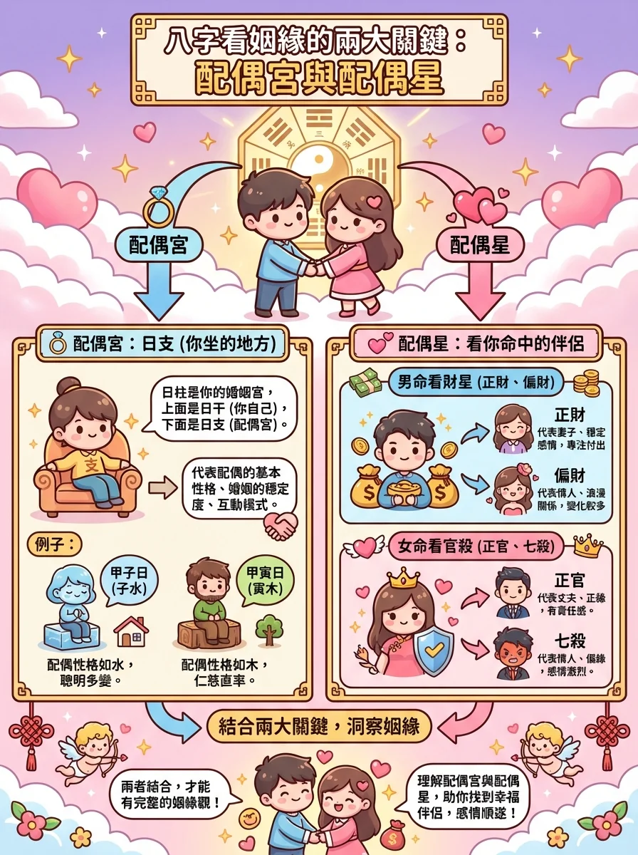 八字看姻緣的兩大關鍵：配偶宮與配偶星