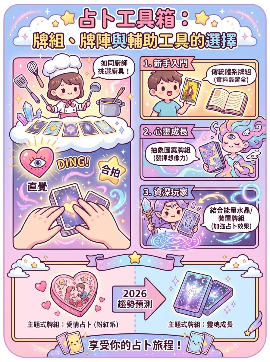 占卜工具箱：牌組、牌陣與輔助工具的選擇