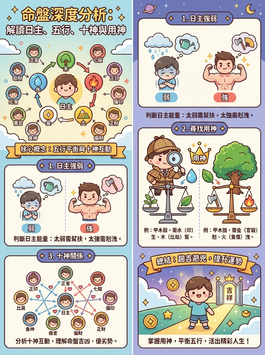 命盤深度分析：解讀日主、五行、十神與用神